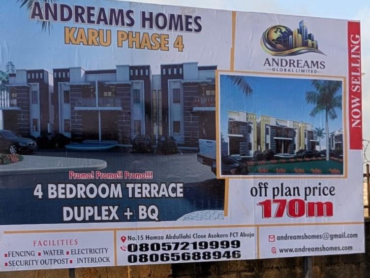 ANDREAMS HOMES KARU PHASE 4 — TERRACE DUPLEX + BQ for sale in Karu Phase 4